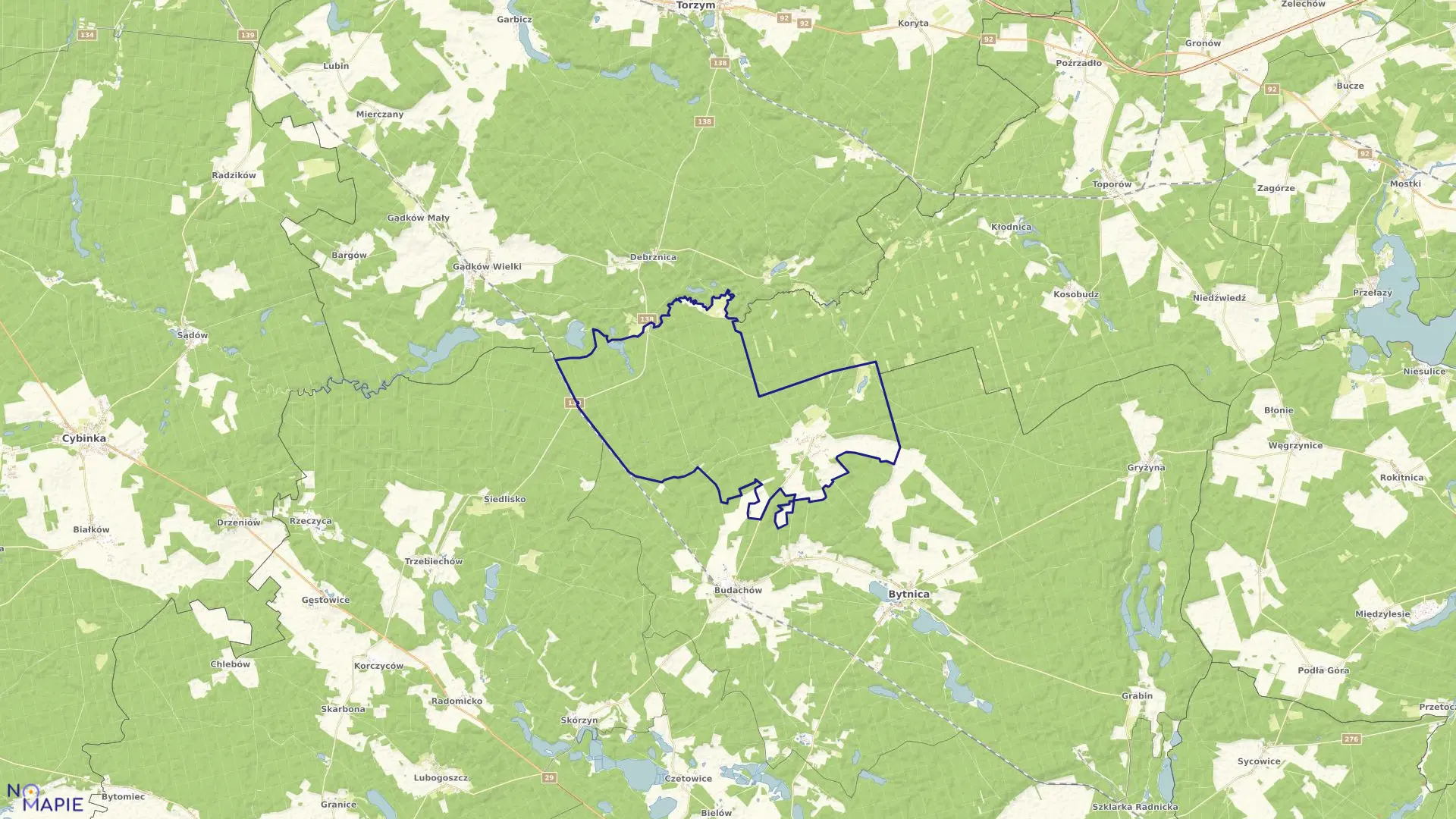 Mapa obrębu Dobrosułów w gminie Bytnica